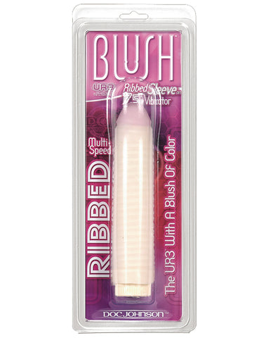 Blush Ribbed Ultraskyn Sleeve w/7.5" Vibe