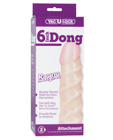 Vac-U-Lock 6" Raging Hard On Realistic Dong - White