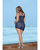 Ruched Side Dress Navy/Ivory 2X
