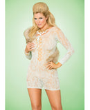Vivace Long Sleeve Lace Mini Dress w/Lace Up Front Mint Green QN
