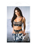 Vibes Icy Girl Metallic Fishnet Bralette & G-String Black M/L