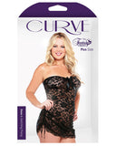 Strapless Lace Dress w/Adjustable Side Detail & Thong Black