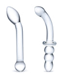 Glas 2 pc G-Spot Pleasure Glass Dildo Set - Clear