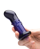 Glas 4" Rechargeable Vibrating Dotted G Spot/P Spot Plug - Blue