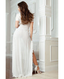 Sensual Lace w/Fur Trim Robe & Thong Pearl O/S
