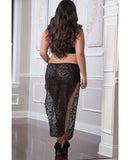 Shoulder Baring Laced Night Dress Black QN