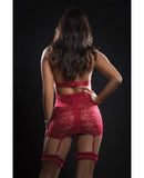 Halter Garter Dress w/Zipper Front Red Berry O/S