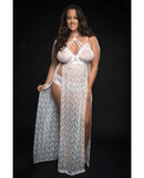 Lace Night Gown w/Lace Pany White QN