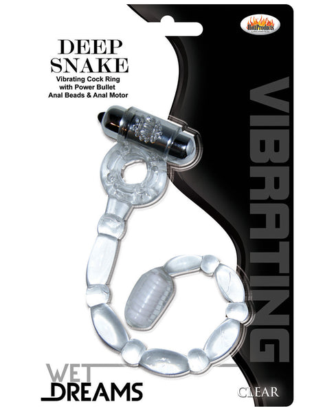 Hung Anal Beads w/Power Bullet Cock Ring - Clear