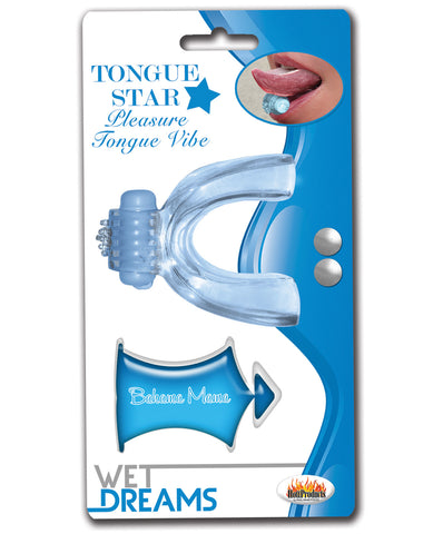 Wet Dreams Tongue Star Vibe w/10 ml Liquor Lube Pillow - Blue