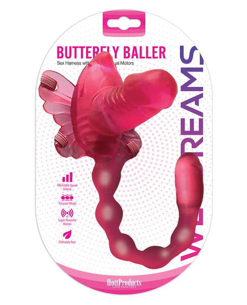 Wet Dreams Buttefly Baller Sex Harness w/Dildo - Pink