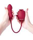 Rosa Rotating Rose Toy & Thrusting Vibrator - Red