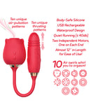 Wild Rose Rechargeable Silicone Suction & Thruster Vibrator - Red