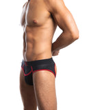 Jack Adams Bodyflex Mesh Army Fly Jock Brief w/Roomy Front Pouch - Black/Red