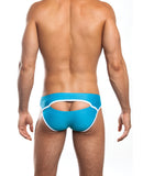 Jack Adams Fargo Low Rise Brief w/Bodyflex Stretch & Open Back - Turquoise/White