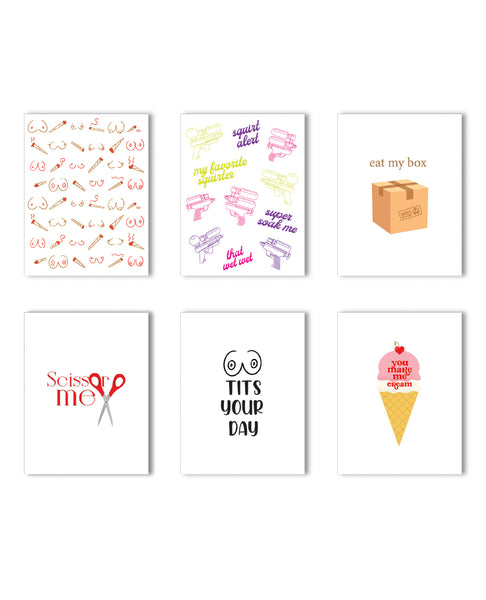 Pussy Power Naughty Greeting Card - Variety Pack Of 6