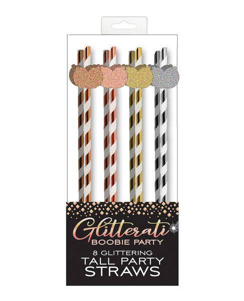 Glitterati Boobie Party Tall Straws - Pack of 8