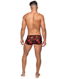 Kiss Me Stretch Mesh Mini Short - Black/Red