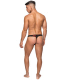Kiss Me Stretch Mesh Micro Thong V - Black/Red