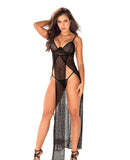 Long Nightgown w/Underwire & G-String Black S/M