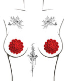 Burlesque First Impression Roses Reusable Silicone Nipztix - Red O/S