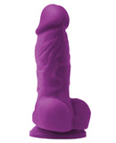 Colours Pleasures 4" Dong w/Balls & Suction Cup - Purple