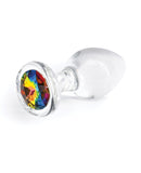 Crystal Desires Glass Round Gem Butt Plug Medium - Rainbow