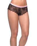 Open Back Eyelash Lace w/Satin Tie Black/Light Pink 1X/2X