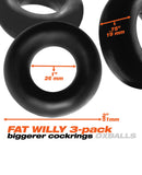 Oxballs Fat Willy 3 Pack Jumbo Cock Rings - Black