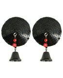 Sequin Nipple Covers Round w/Bells - Black