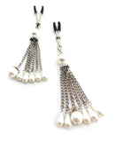 Short Tweezer Pearl Tassle Nipple Clamp - Chrome