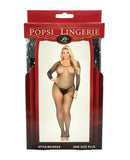 Rhinestone Fishnet Full Sleeved Bodystocking Black QN