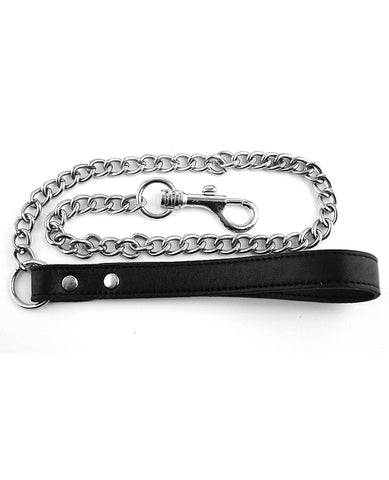Rouge Leather Handle Lead Leash - Black