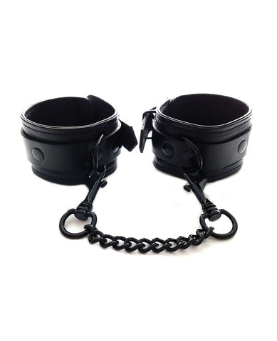 Rouge Leather Ankle Cuffs - Black w/Black