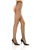 Rene Rofe Crotchless Fishnet Pantyhose Black O/S