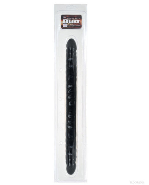 17" Slim Jim Duo Veined Super Slim Double Dong - Black, Dongs & Dildos,- www.gspotzone.com