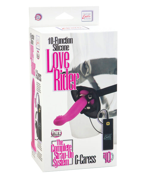 10 Function Silicone Love Rider G Caress - Pink, Strap Ons,- www.gspotzone.com