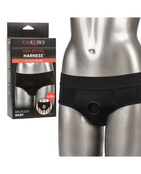 Her Royal Harness Backless Brief L/XL - Black