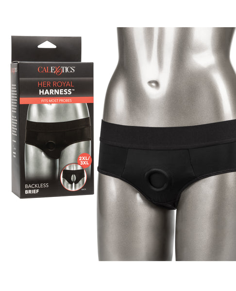Her Royal Harness Backless Brief 2XL/3XL - Black