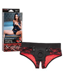 Scandal Crotchless Pegging Panty Set S/M - Red