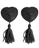 Shots Ouch Heart Shaped Nipple Tassels - Black