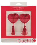 Shots Ouch Heart Nipple Tassels - Red
