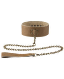 Shots Ouch Bonded Leather Collar w/Leash - Brown