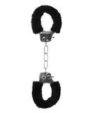 Shots Ouch Black & White Beginner's Furry Hand Cuffs - Black