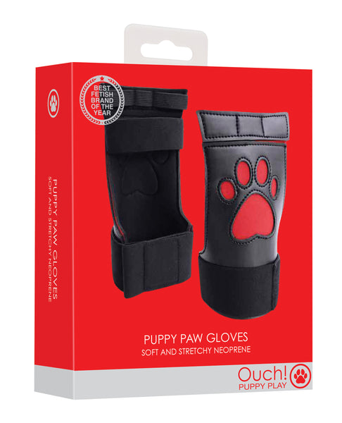 Shots Ouch Puppy Play Puppe Play Paw Cut-Out Gloves - Red
