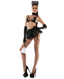 Roleplay Maid Bra Top, Skirt, Collar & Head Band - Black