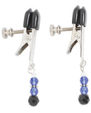 Adjustable Broad Tip Blue Beaded Nipple Clamps, Bondage Blindfolds & Restraints,- www.gspotzone.com