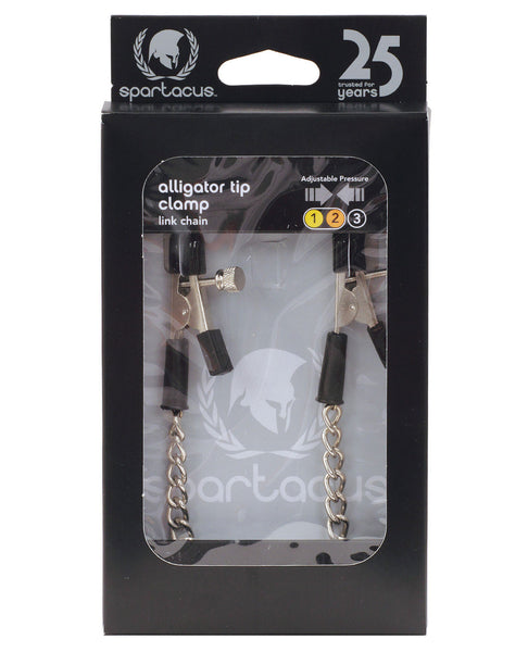 Adjustable Alligator Nipple Clamps w/Link Chain, Bondage Blindfolds & Restraints,- www.gspotzone.com