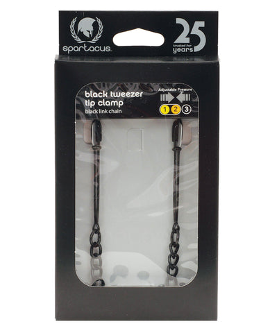Adjustable Black Tweezer Nipple Clamps w/Chain, Bondage Blindfolds & Restraints,- www.gspotzone.com