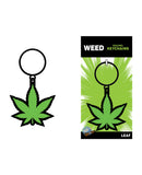 Wood Rocket Pot Leaf Keychain - Green